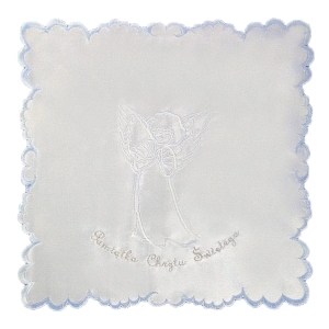 Szatka do chrztu - kwadratowa z haftem 14 niebieska