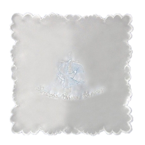 Szatka do Chrztu Świętego - kwadratowa z haftem 11 niebieska