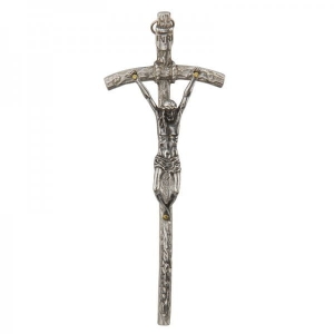 Krzyż papieski srebrny patynowany 14,5 cm