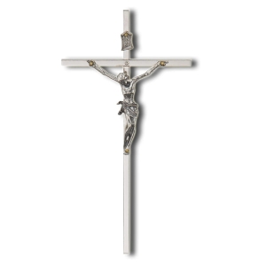 Krzyż mosiężny niklowany 15,5 cm