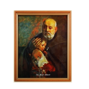 OBRAZEK ŚW. BRATA ALBERTA W DREWNIANEJ RAMCE ZA SZKŁEM
