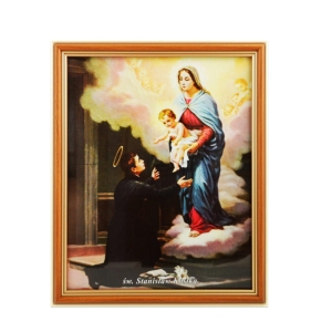 OBRAZEK ŚW. STANISŁAWA KOSTKI W DREWNIANEJ RAMCE ZA SZKŁEM