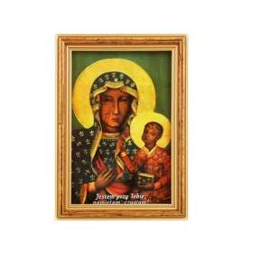 OBRAZEK MATKI BOŻEJ CZĘSTOCHOWSKIEJ W DREWNIANEJ RAMCE