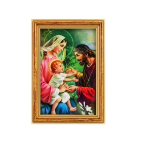 OBRAZEK ŚWIĘTEJ RODZINY W DREWNIANEJ RAMCE