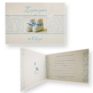Zaproszenie na Chrzest Święty dla chłopca - buciki