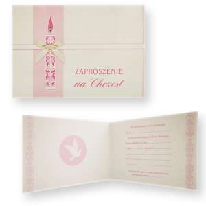 Zaproszenie na Chrzest Święty dla dziewczynki - świeca