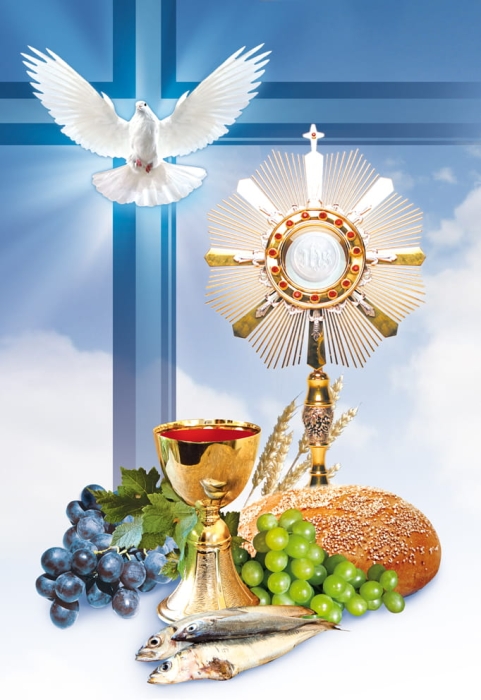 Emblemat eucharystyczny, plakat Boże Ciało, Pierwsza Komunia Świętą.jpg