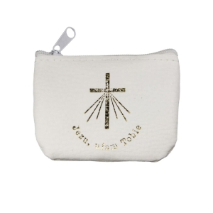 Etui na różaniec, suwak - białe