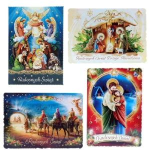 Kartka na Boże Narodzenie brokatowa - religijna
