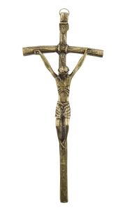 Krzyż papieski mosiądz patynowany 27 cm