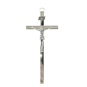 Krzyż mosiężny niklowany 14cm