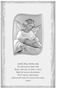 Obrazek srebrny - Aniołek nad dzieciątkiem DS147F/2