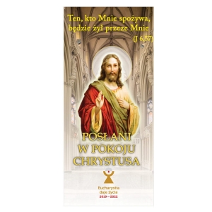 Baner z hasłem roku - Posłani w pokoju Chrystusa