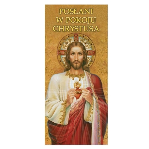Baner z hasłem roku - Posłani w pokoju Chrystusa