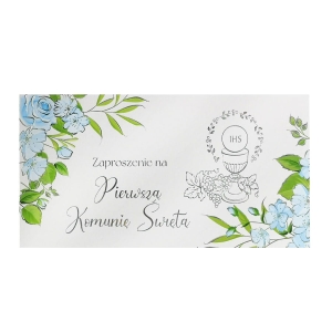 Zaproszenie na I Komunię Świętą - niebieskie 2872