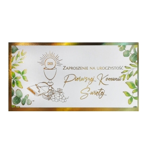 Zaproszenie na I Komunię Świętą - złote 2889