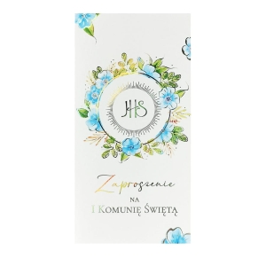 Zaproszenie na I Komunię Świętą - niebieskie 2803
