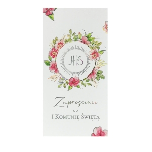 Zaproszenie na I Komunię Świętą - różowe 2810