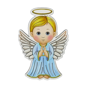 Aniołek zawieszka ze sklejki, niebieski 16 cm