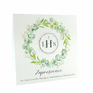 Zaproszenie na Pierwszą Komunię Świętą - zielone