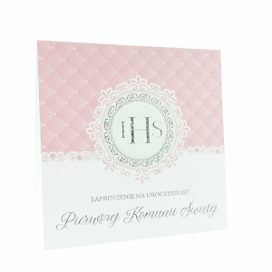 Zaproszenie na Pierwszą Komunię Świętą - różowe 003