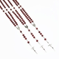 Różaniec drewniany na drucie - bordowy