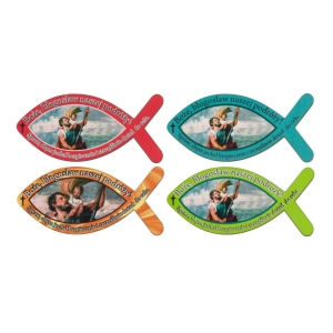 Plakietka ze Świętym Krzysztofem, sklejka - rybka