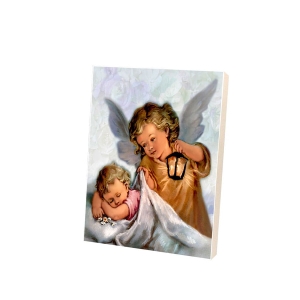 Obrazek na desce - Anioł nad dzieciątkiem B-9