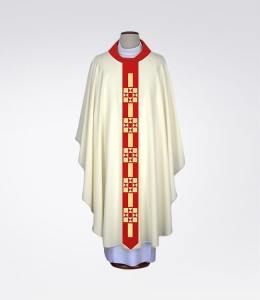 Ornat zdobiony haftem - ecru