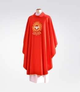 Ornat zdobiony haftem z Duchem Świętym na Bierzmowanie - czerwony