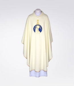 Ornat zdobiony haftowanym motywem Bożego Narodzenia - ecru