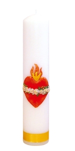 ŚWIECA OŁTARZOWA EUCHARYSTYCZNA Z APLIKACJĄ WOSKOWĄ serce