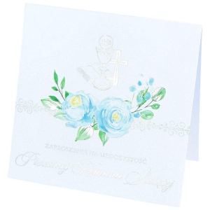 Zaproszenie na Pierwszą Komunię Świętą - niebieskie 006