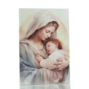 Obrazek na desce 27 cm - Matka Boża z Dzieciątkiem