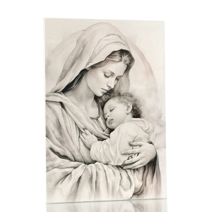 Obrazek na desce 27 cm - Matka Boża z Dzieciątkiem