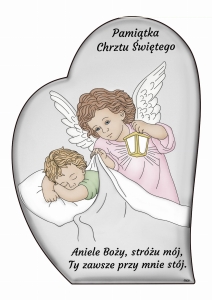 Obrazek srebrny Anołek z latarenką nad dzieciątkiem DS223/2CR