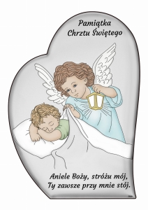Obrazek srebrny Anołek z latarenką nad dzieciątkiem DS223/2CC