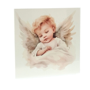 Obrazek na desce 17 cm - Śpiący Aniołek