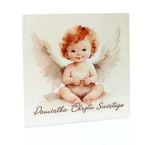 Obrazek na desce 17 cm -  Pamiątka Chrztu Świętego, Aniołek K7