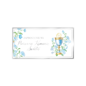 Zaproszenie na I Komunię Świętą - niebieskie 3802