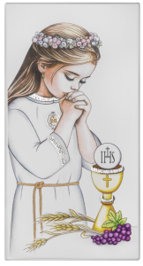 Obrazek na desce - Pamiątka Pierwszej Komunii Świętej dla dziewczynkiCU101/2A
