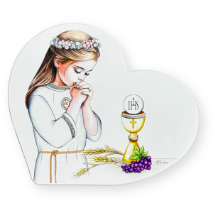 Obrazek na desce - Pamiątka Pierwszej Komunii Świętej dla dziewczynki CU110/2A