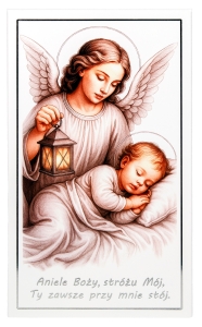 Obrazek na desce 19 cm - Anioł Stróż nad dzieciątkiem