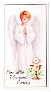 Obrazek na desce 19 cm - Pamiatka Pierwszej komunii świetej dla chłopca