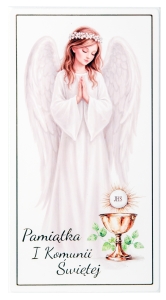 Obrazek na desce 19 cm - Pamiatka Pierwszej komunii świetej dla dziewczynki