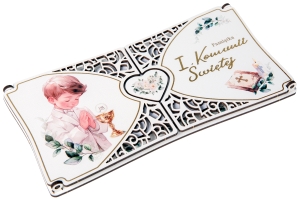 Pamiątka Pierwszej Komunii Świętej dla chłopca - karnet na sklejce 