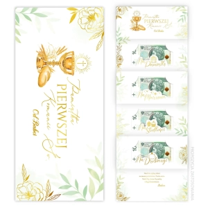 Pamiątka Pierwszej komunii Świętej - kartka od Babci na banknoty