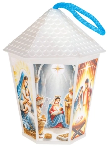 Lampion adwentowy, plastikowy - biały