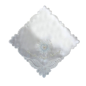 Szatka do chrztu - kwadratowa z haftem 05 niebieska