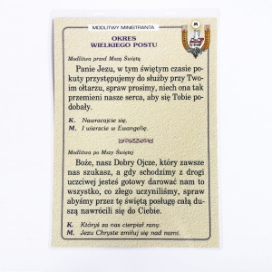 MODLITWY MINISTRANTA OKRES WIELKIEGO POSTU - LAMINOWANE